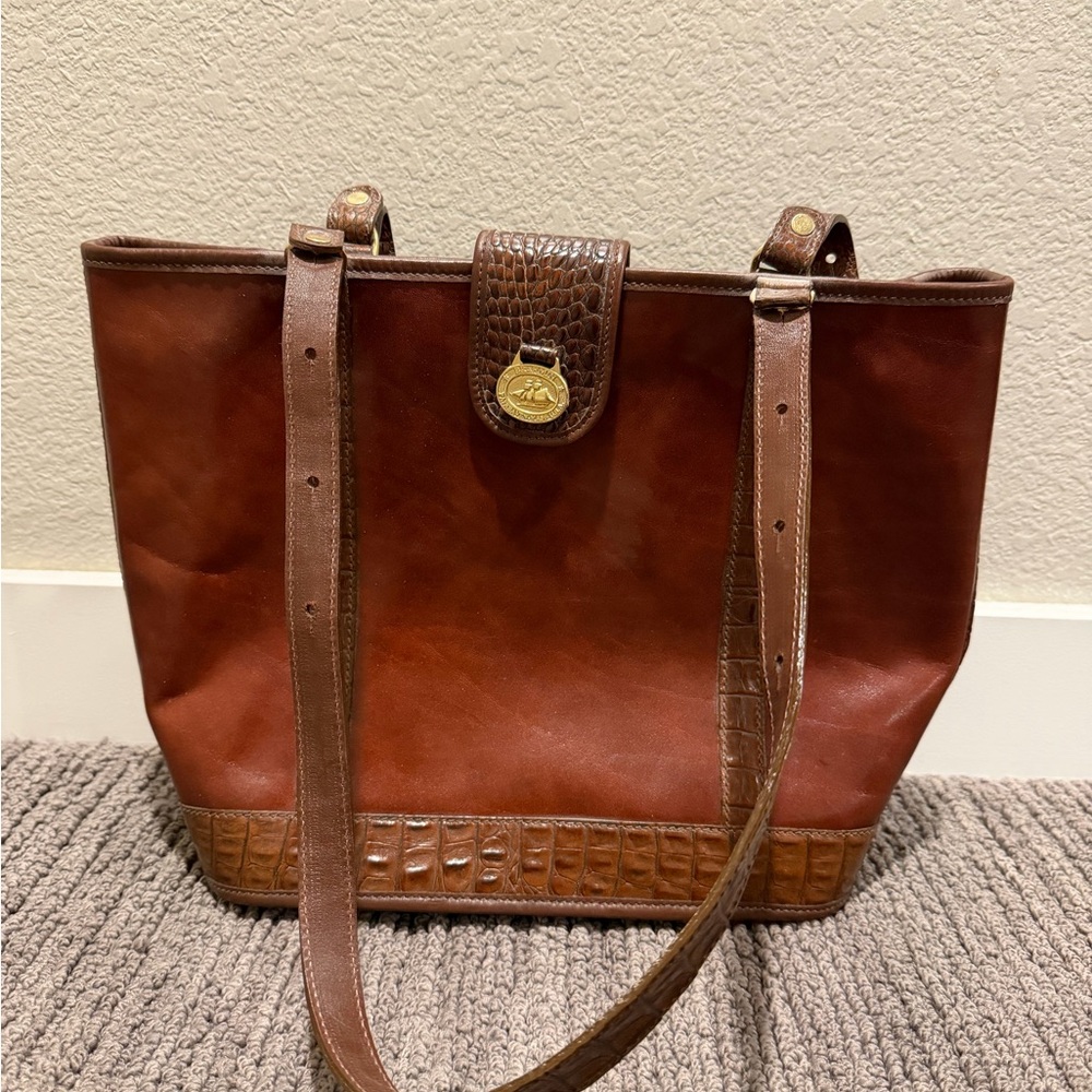 Brahmin Tuscan Croc Brown Leather Tote